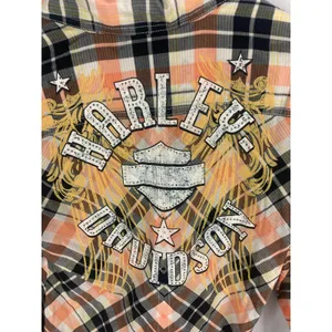 Harley Davidson Button Down Lightweight Plaid Shirt Size Small thumbnail 4