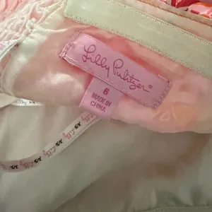 LILLY PULITZER silk strapless tube top pink orange‎ floral scallop detail size 6 thumbnail 5