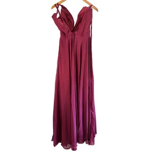 Chiffon Maxi Dress Formal Gown‎ Bridesmaid Dress Sleeveless Purple thumbnail 2