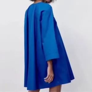 Zara Blue Voluminous Aline Mini Cotton Oversized Dress(Size Small) thumbnail 2