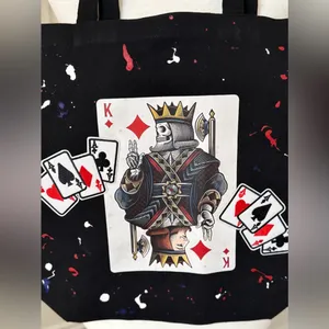 Handmade‎ Black king tote bag thumbnail 2