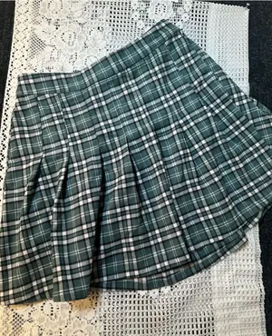 Hollister Green Plaid Pleated Skirt thumbnail 1