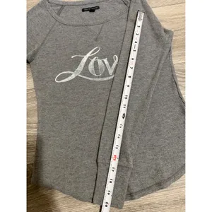 American Eagle Women Top XS Grey Loved Waffle Knit Thermal Scoop Neck Raglan Y2K thumbnail 8