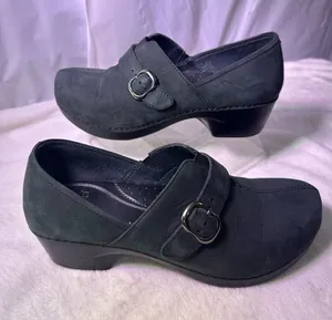 Dansko Black Buckle Clog Flats thumbnail 1