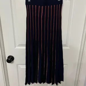 Marine‎ Layer Penny Pleated sweater knit Midi Skirt in Rainbow stripe sparkle XS thumbnail 6