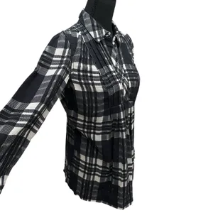 Free People Baby Blues Plaid Tunic Top Women's Size XS Babydoll Black White‎ thumbnail 7