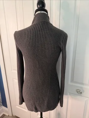 GAP Women’s Gray Ribbed Button-Front Sweater thumbnail 4