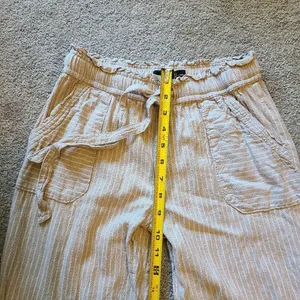 Rewash Women's Size Small Linen Blend Ankle Pant Paperbag Waist thumbnail 10