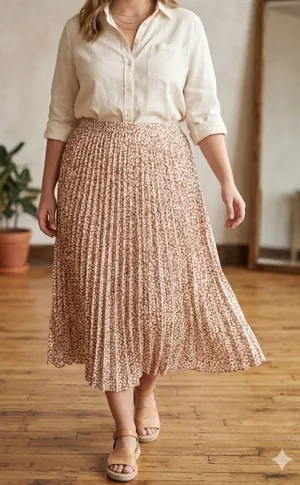 In‎ Loom Pleated Animal Print Midi Skirt Size Large NWT thumbnail 1
