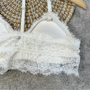 aerie Women’s Lace Padded Triangle Bralette Romantic in Ivory Size L thumbnail 8