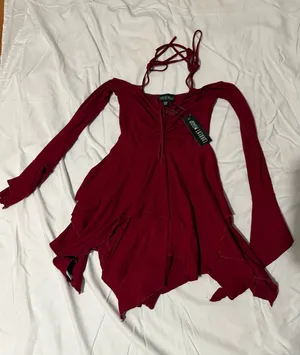 Dolls Kill Current Mood Burgundy Fairy Dress thumbnail 1
