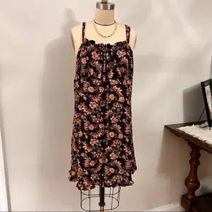 Free People Made Ya Look Sparkle Black Printed Mini Dress Size: Large thumbnail 5