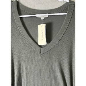 Michael Stars Maya Long Sleeve Dress Size L Tarragon Ribbed Midi Minimalist New thumbnail 2