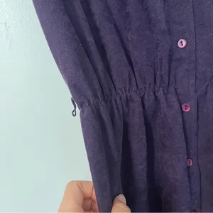 Vintage Purple Midi Dress stretch waist button front sleeveless thumbnail 6