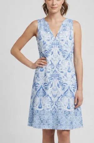 J‎ McLaughlin Blue Catalina Cloth Sleeveless A Line Dress Size MEDIUM thumbnail 1