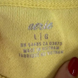 Aerie L Large Good Vibes Oversized Sweatshirt Tunic Long Sleeve Crew Neck Yellow thumbnail 5
