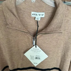 NWT Plus Size Ava & Viv Striped Quarter Zip Sweater thumbnail 2
