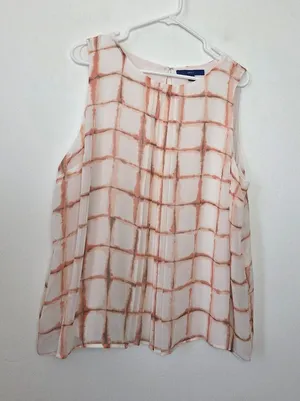 Apt.9 Pink Windowpane Print Camisole Sleeveless Blouse Preppy Plus Size XXL thumbnail 1