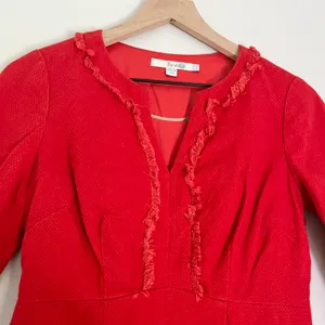 Boden Women’s 3/4 Sleeve V Neck Fringe Detail Dress in Orange Size 4 Petite thumbnail 5