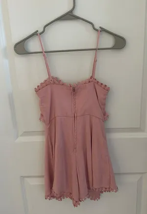 Francesca's Pink Ruffle Wrap Romper thumbnail 7