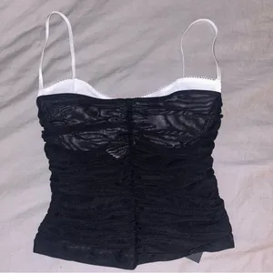 White Fox Boutique Remind Me Again Bustier Black, Small Mesh Crop Tank thumbnail 7