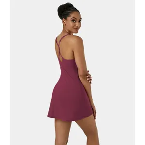 Halara Cloudful Air Fabric 2-in-1 Cool Touch Activity Dress Cordovan Purple M thumbnail 3