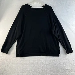 AE Aerie Small‎ Sweatshirt Oversized Inside Out Crew Neck Side Slits Tunic Black thumbnail 14