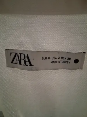 Zara White Button-Front Denim Shirt Dress with Waist Tie 100% Cotton Size M thumbnail 3