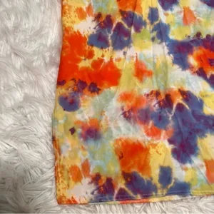 Boohoo Womens Sz 4 Halter Top Mini Dress Yellow Orange Purple Tie Dye Slit Sides thumbnail 5