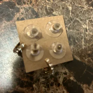 Gold tone Flower Earrings with rhinestone accents set of two pairs thumbnail 2