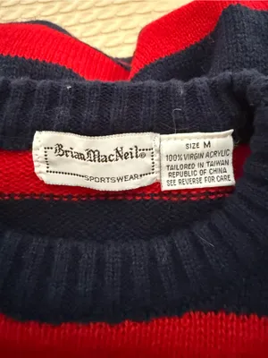 Vintage Brian MacNeil Striped Crewneck Sweater in Red & Navy thumbnail 4