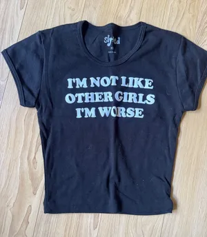 Stylized Black Graphic Tee - "I'm Not Like Other Girls I'm Worse" thumbnail 1