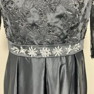 Formal Gown‎ Dress 10 Black Floral Applique Beaded A-Line Evening Whimsigoth thumbnail 7