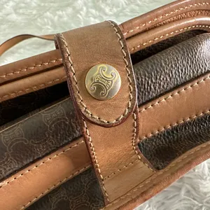 Celine‎ Brown Macadam Crossbody Bag Handbag thumbnail 10
