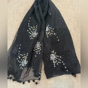 Women's Black and Silver beaded Shawl thumbnail 2