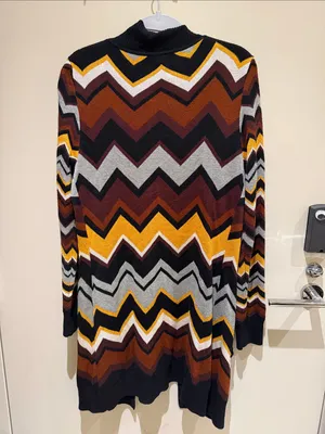 Missoni Chevron Knit Cardigan in Black, Mustard & Rust thumbnail 4