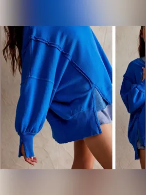 NWOT Free People We The Free Camden Sweatshirt - Lake Victoria - Large thumbnail 4