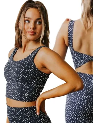 Astoria M Luxe Ignite Sport Bra Black Speckle Running Yoga Active Workout Summer thumbnail 1