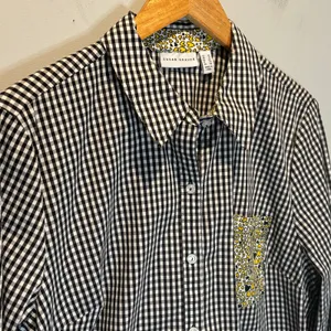 Susan Graver Gingham Plaid & Heart Print Button Down Shirt - size 14 thumbnail 4