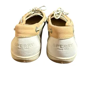 Sperry Top-Sider Firefish Boat Shoes Women 9M Tan Leather Linen Nautical Loafers thumbnail 2