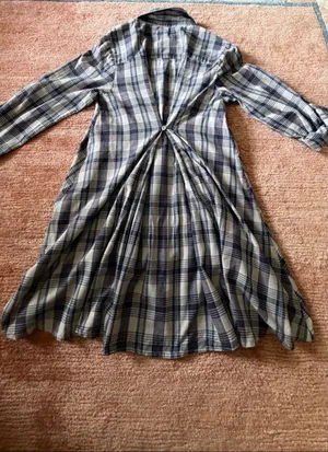 Plaid Embroidered Rose Tunic Shirt Size M High Low Button Front Boho thumbnail 6