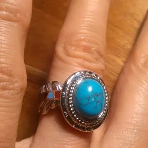 Blue Howlite and Enameled Feather Stainless Steel Ring (Size 7) thumbnail 8