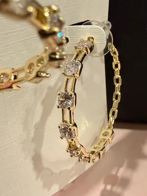 Kendra Scott | Gold Plated Crystal Hoop Earrings | Medium thumbnail 3