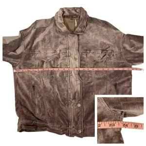 Free People Velvet Trucker Jacket - Mauve - XS/S thumbnail 4