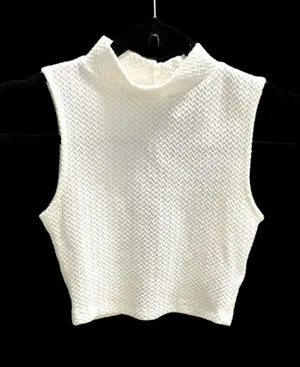 H&M White Textured Sleeveless Crop Top Sz XS NWOT thumbnail 1