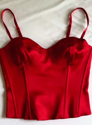 Aritzia Ten Dazzle Satin Bustier Red Size 2 thumbnail 1