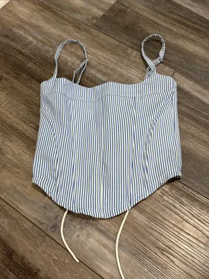 edikted blue striped corset tank XS thumbnail 5