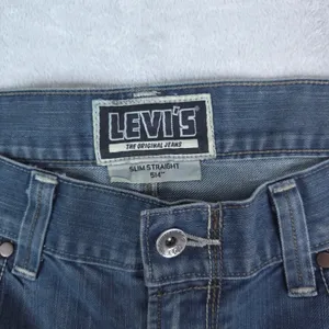 Levis 514 Slim Straight‎ Denim Shorts Women 34x6 Blue Cutoff Raw Hem Casual Y2K thumbnail 4