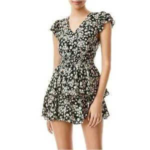 Alice + Olivia Mariska Floral Ruffle Tiered Skort Romper Mini Dress Multi Size 2 thumbnail 3