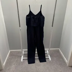 Hope & Henry Navy Blue Cotton and Linen Blend Faux Top Jumpsuit thumbnail 9